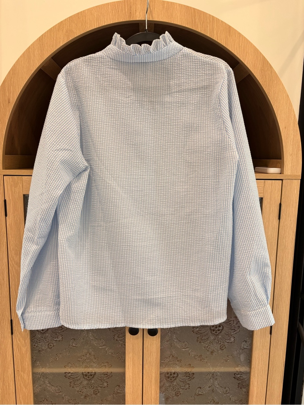 Light Blue Ruffle Button-Front Blouse - Picture 2 of 2